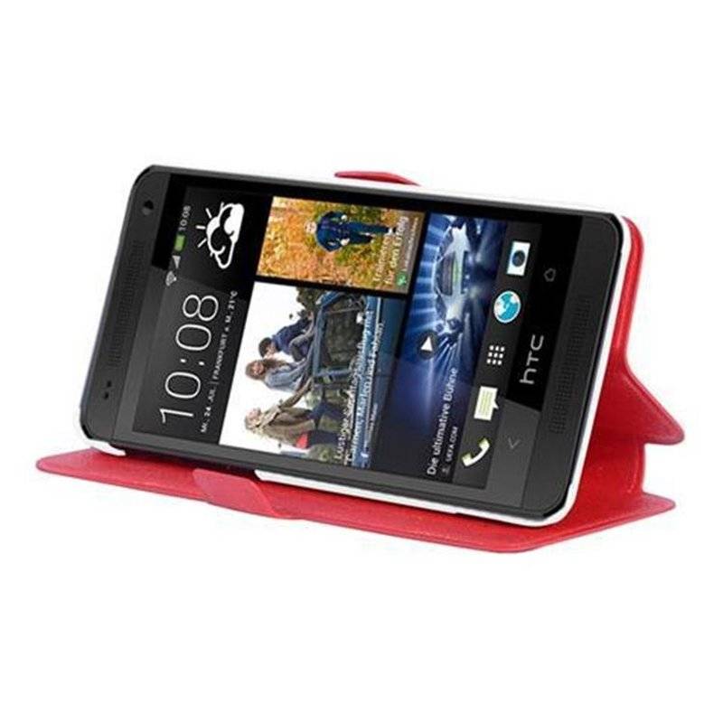 Cadorabo Hülle für HTC ONE MINI M4 (1.Gen.) - Hülle in ICY ROT – mit Standfunktion und Kartenfach im Ultra Slim Design