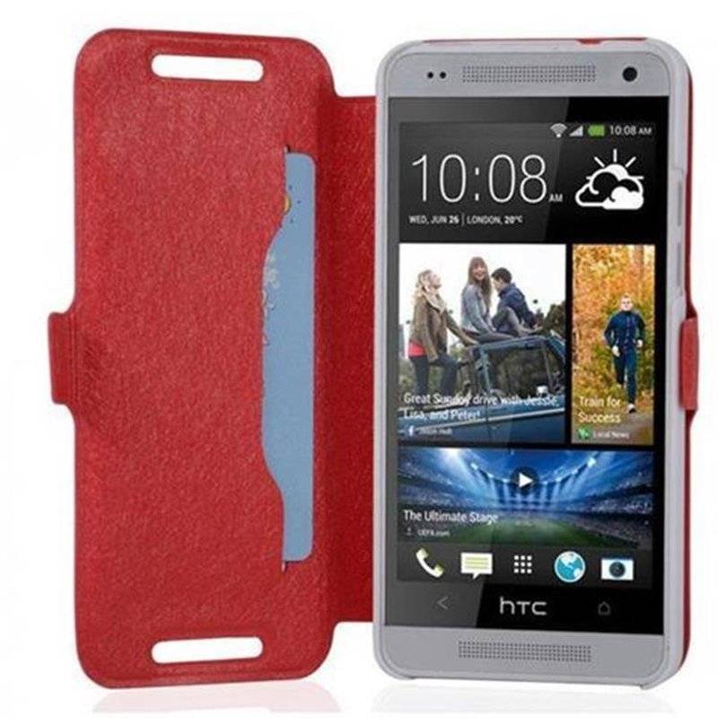 Cadorabo Hülle für HTC ONE MINI M4 (1.Gen.) - Hülle in ICY ROT – mit Standfunktion und Kartenfach im Ultra Slim Design