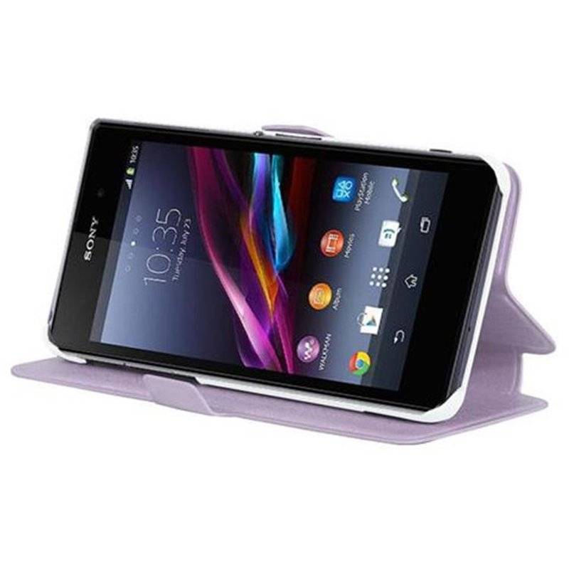 Cadorabo Hülle für Sony Xperia Z1 - Hülle in ICY FLIEDER – mit Standfunktion und Kartenfach im Ultra Slim Design