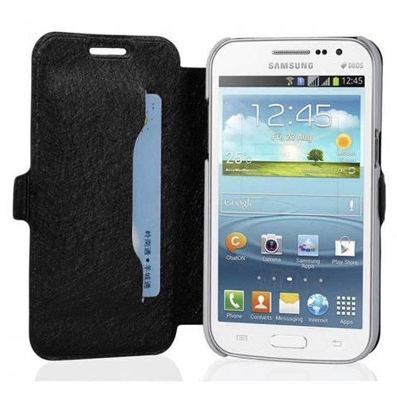 Cadorabo Hülle für Samsung Galaxy WIN - Hülle in ICY SCHWARZ – mit Standfunktion und Kartenfach im Ultra Slim Design