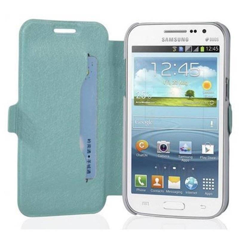 Cadorabo Hülle für Samsung Galaxy WIN - Hülle in ICY BLAU – mit Standfunktion und Kartenfach im Ultra Slim Design