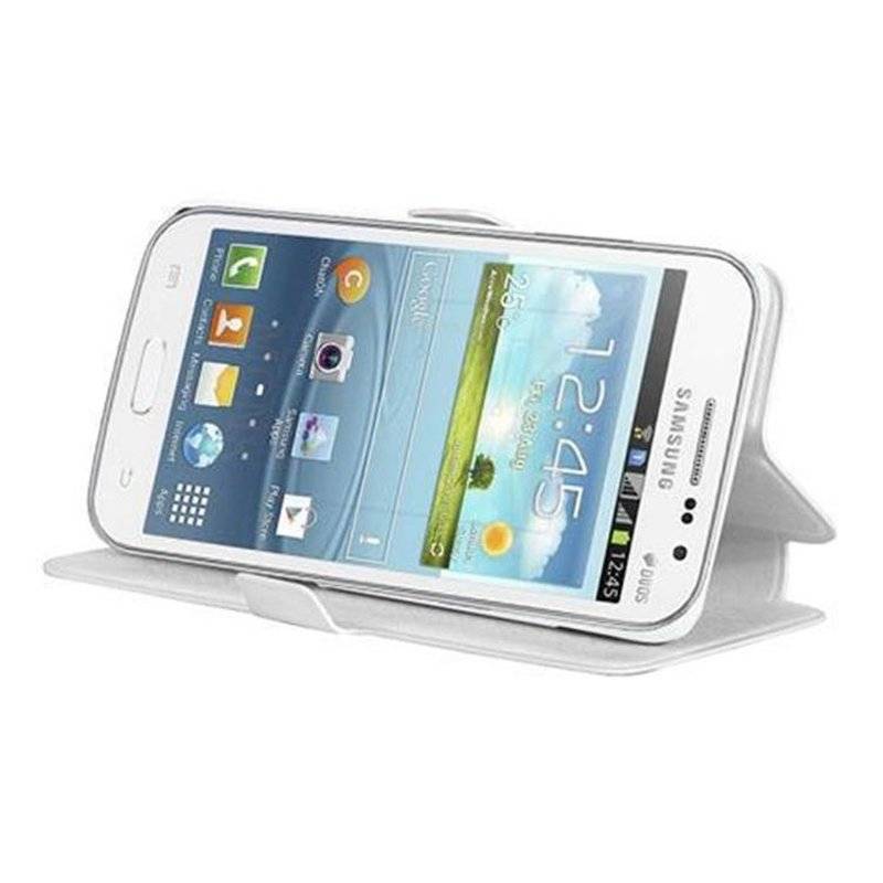 Cadorabo Hülle für Samsung Galaxy WIN - Hülle in ICY WEIß – mit Standfunktion und Kartenfach im Ultra Slim Design