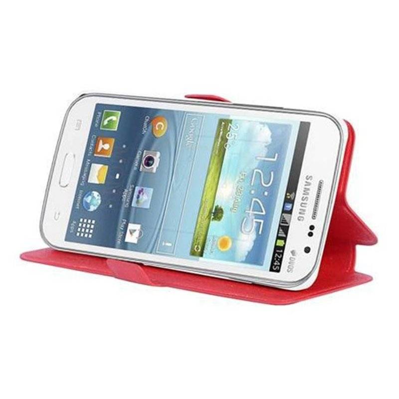 Cadorabo Hülle für Samsung Galaxy WIN - Hülle in ICY ROT – mit Standfunktion und Kartenfach im Ultra Slim Design