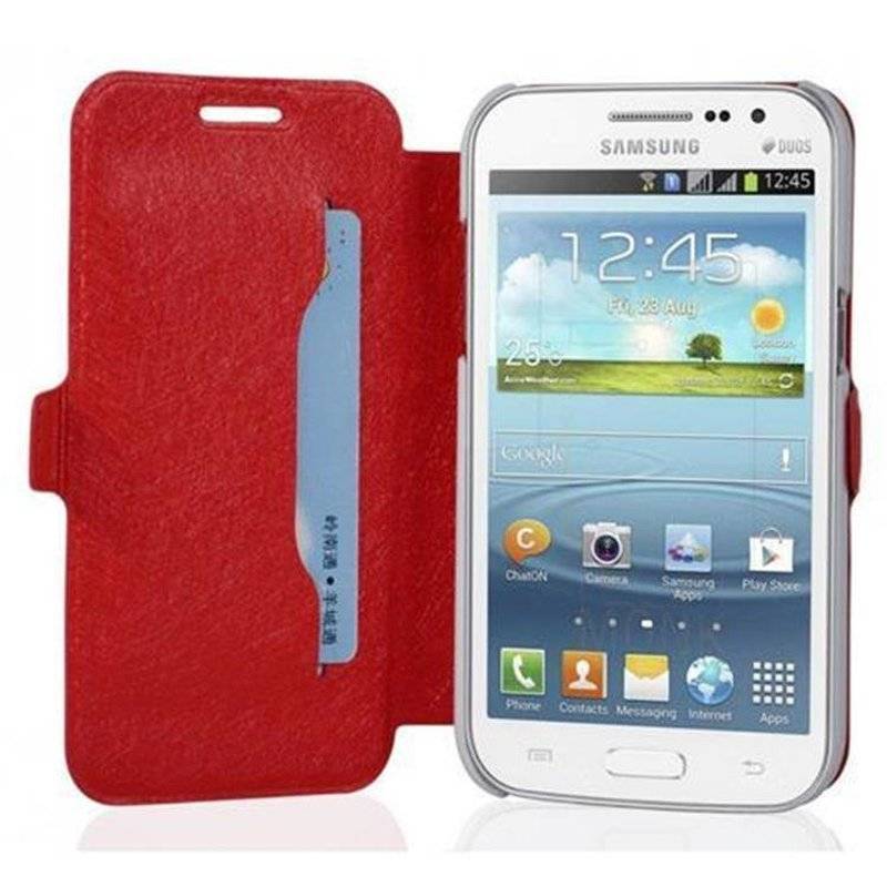 Cadorabo Hülle für Samsung Galaxy WIN - Hülle in ICY ROT – mit Standfunktion und Kartenfach im Ultra Slim Design