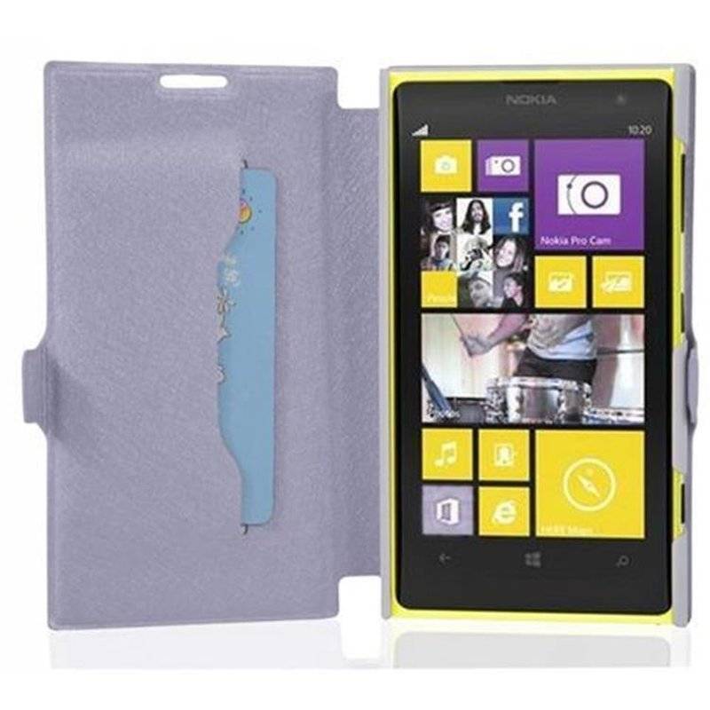 Cadorabo Hülle für Nokia Lumia 1020 - Hülle in ICY FLIEDER – mit Standfunktion und Kartenfach im Ultra Slim Design