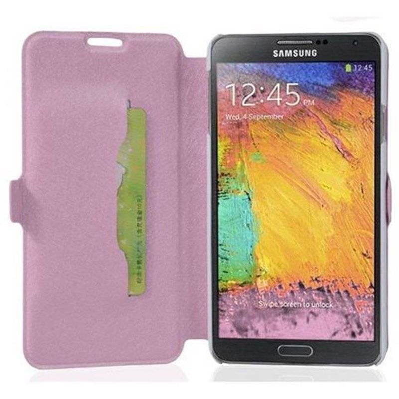 Cadorabo Hülle für Samsung Galaxy NOTE 3 - Hülle in ICY ROSE – mit Standfunktion und Kartenfach im Ultra Slim Design