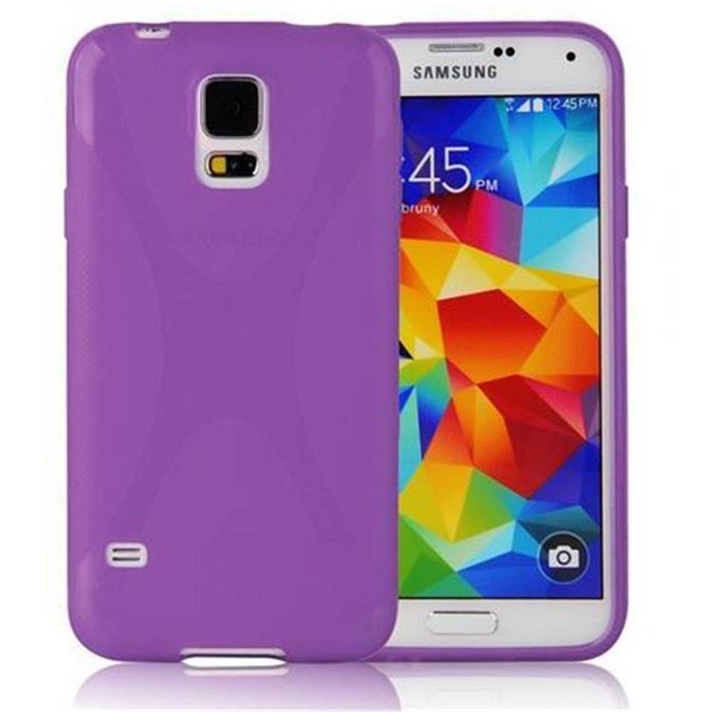 Cadorabo Hülle für Samsung Galaxy S5 / S5 NEO Hülle in FLIEDER VIOLETT - Handyhülle im X-Line TPU Silikon - Silikonhülle Schutzhülle Ultra Slim