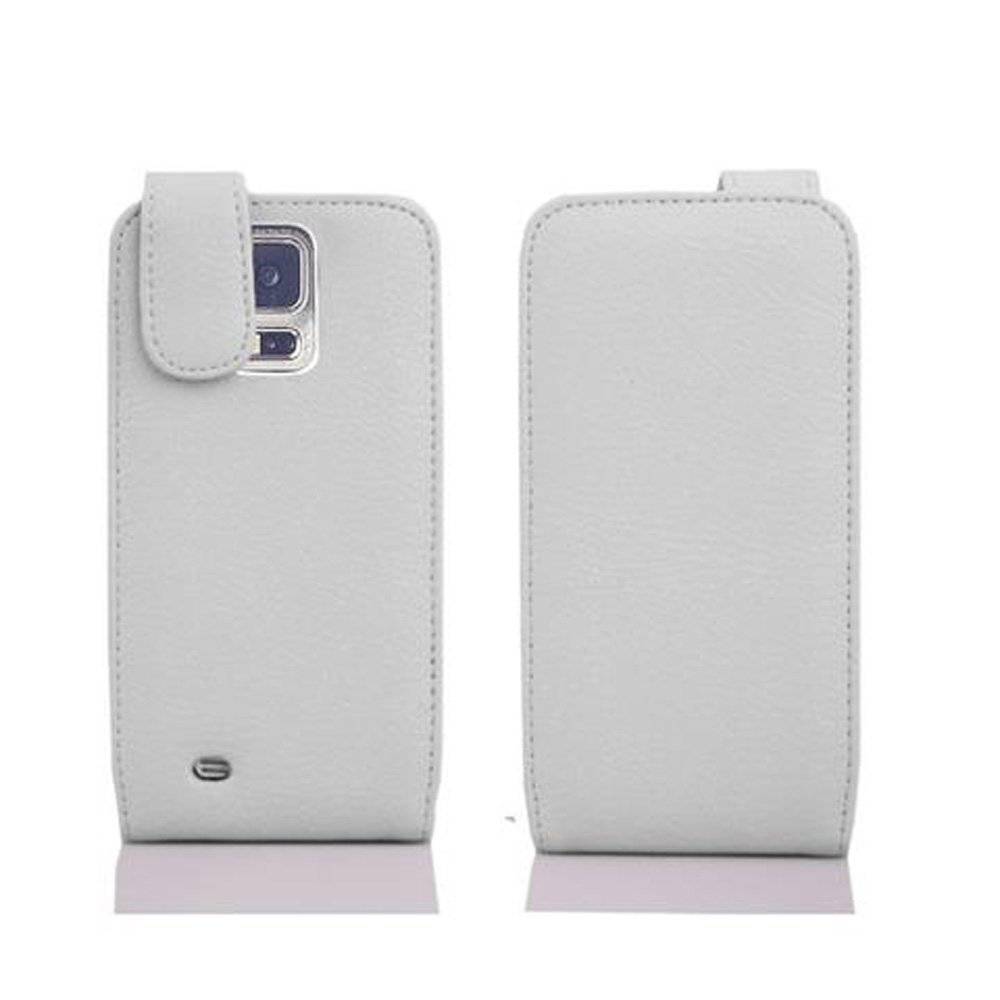 Cadorabo Hülle für Samsung Galaxy S5 / S5 NEO Hülle in SCHNEE WEIß - Handyhülle im Flip Design mit Kartenfach - Case Cover Schutzhülle Etui Tasc