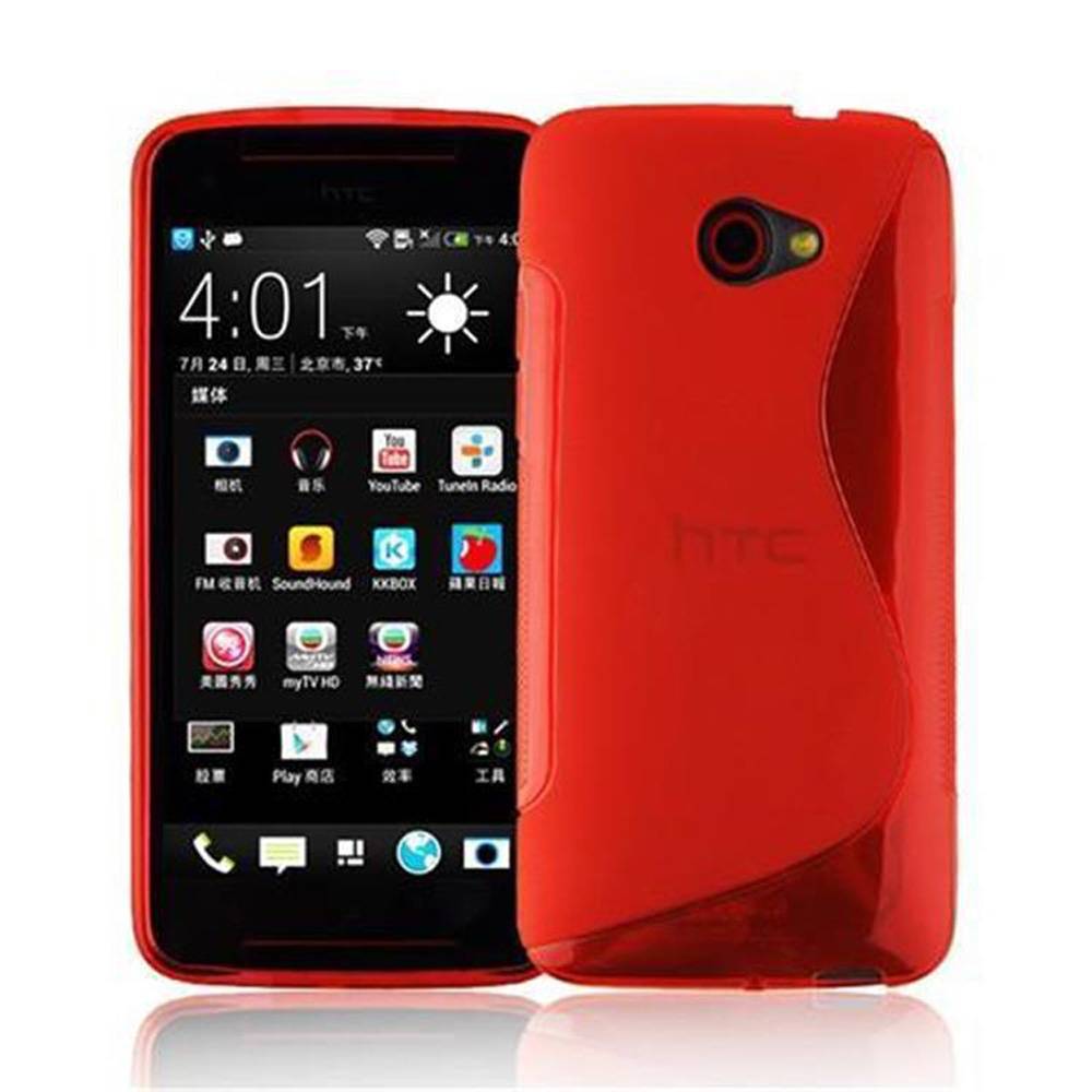 Cadorabo Schutzhülle für HTC BUTTERFLY S Hülle in Rot Handyhülle Case TPU Silikon Etui