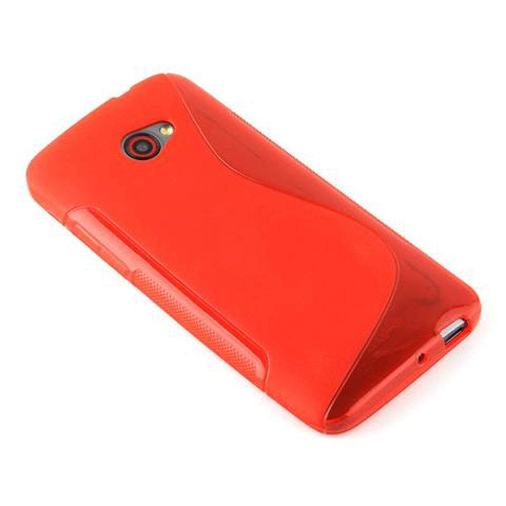 Cadorabo Schutzhülle für HTC BUTTERFLY S Hülle in Rot Handyhülle Case TPU Silikon Etui