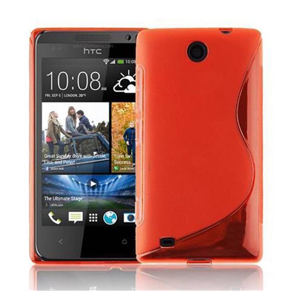 Cadorabo Schutzhülle für HTC Desire 300 Hülle in Rot Handyhülle Case TPU Silikon Etui