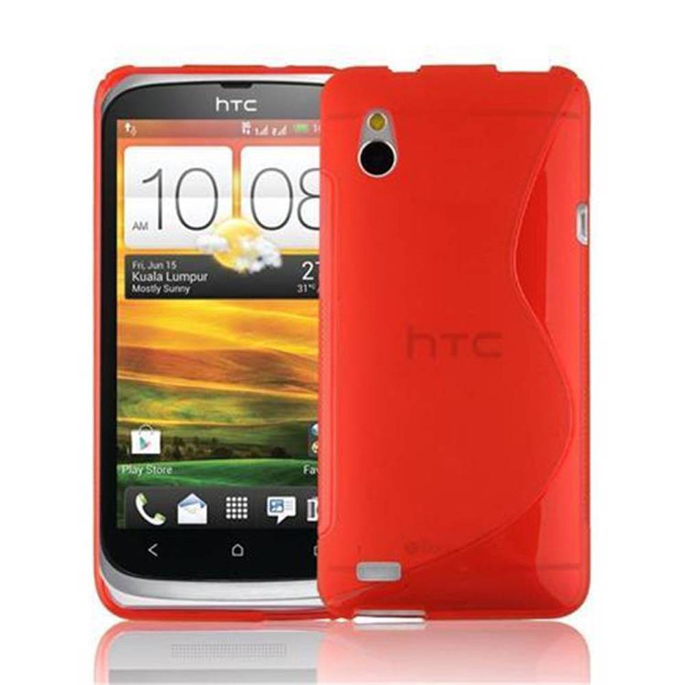 Cadorabo Schutzhülle für HTC Desire V Hülle in Rot Handyhülle Case TPU Silikon Etui