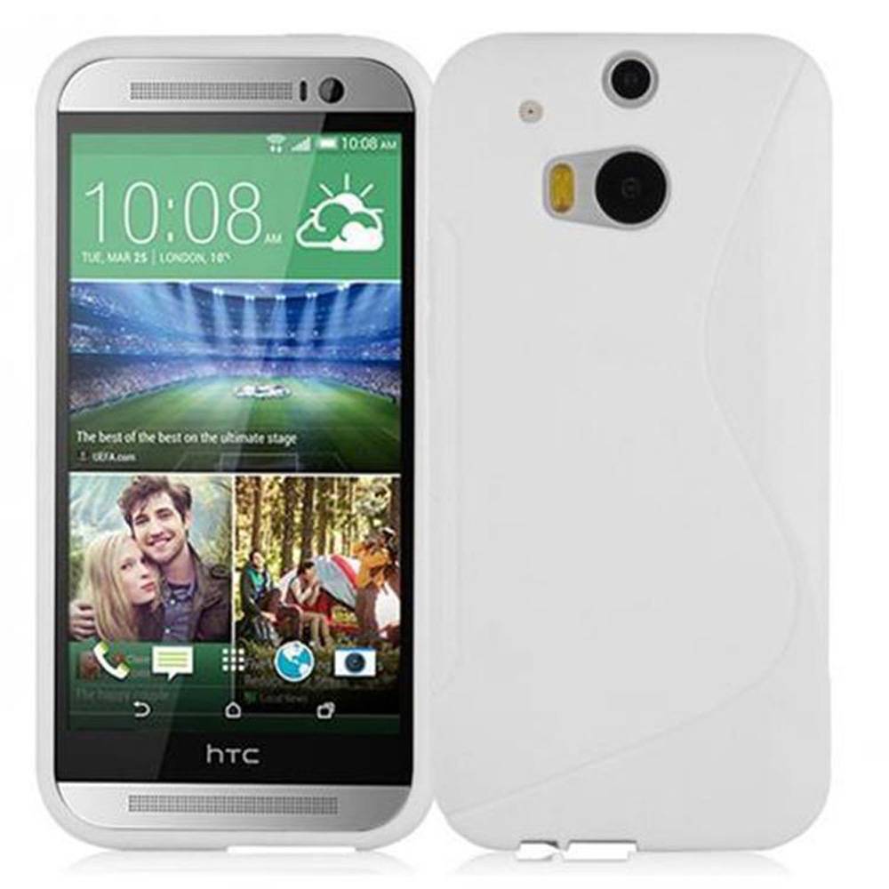 Cadorabo Schutzhülle für HTC ONE M8 Hülle in Weiß Handyhülle Case TPU Silikon Etui