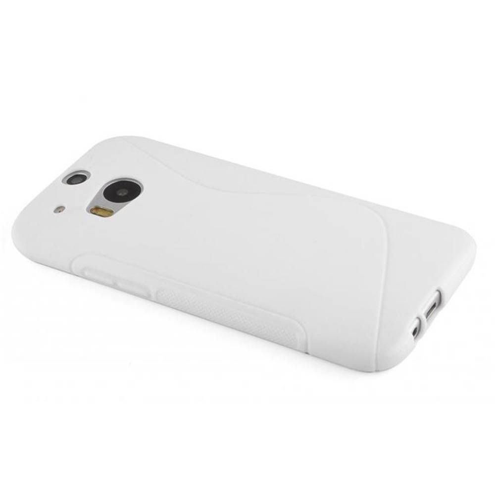 Cadorabo Schutzhülle für HTC ONE M8 Hülle in Weiß Handyhülle Case TPU Silikon Etui