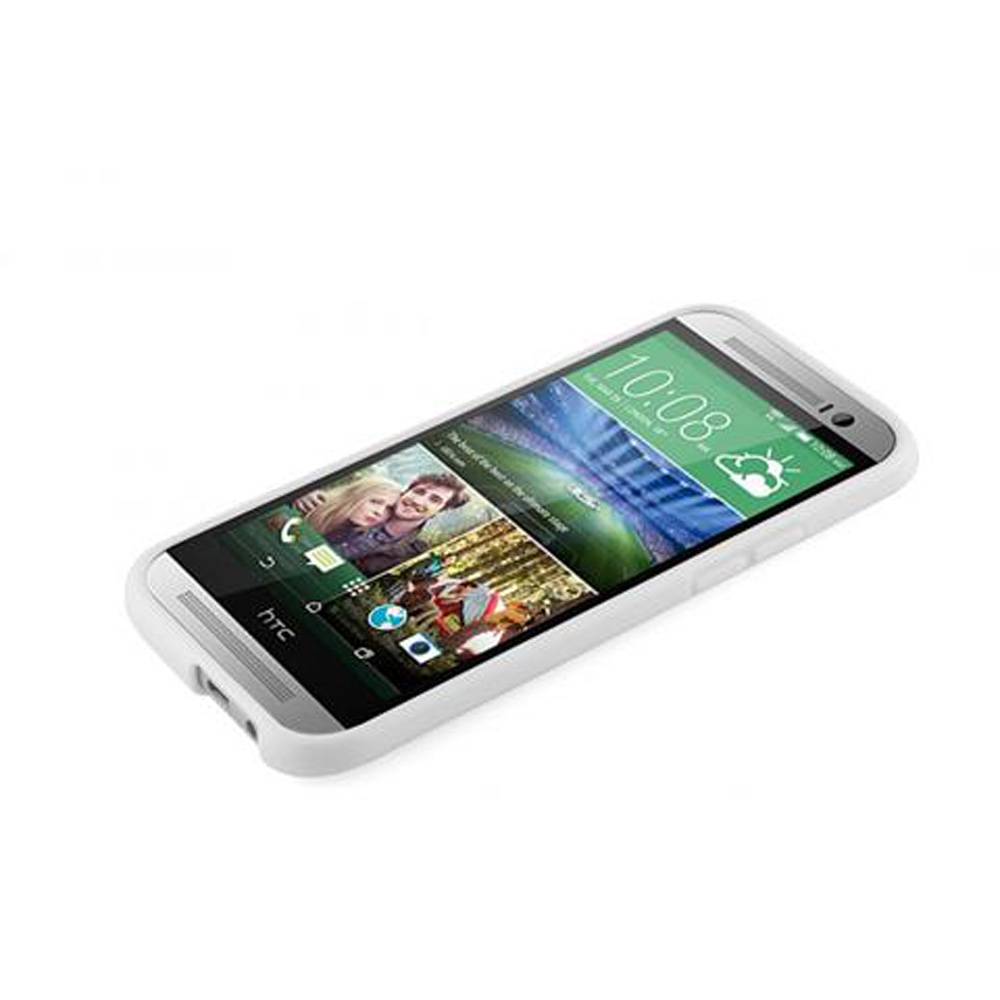 Cadorabo Schutzhülle für HTC ONE M8 Hülle in Weiß Handyhülle Case TPU Silikon Etui