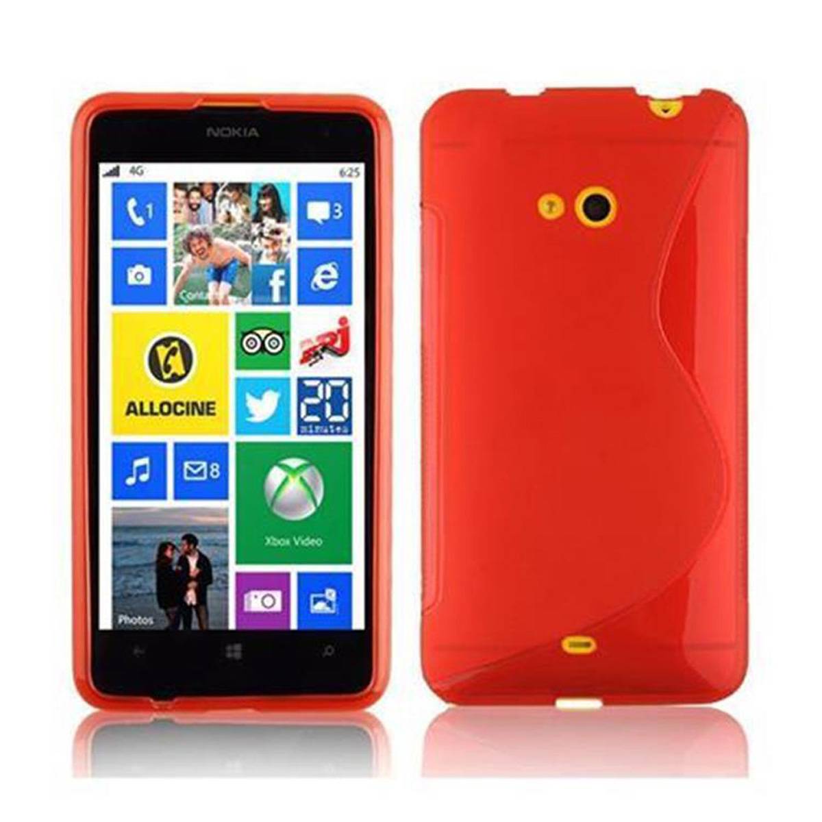 Cadorabo Schutzhülle für Nokia Lumia 625 Hülle in Rot Handyhülle Case TPU Silikon Etui