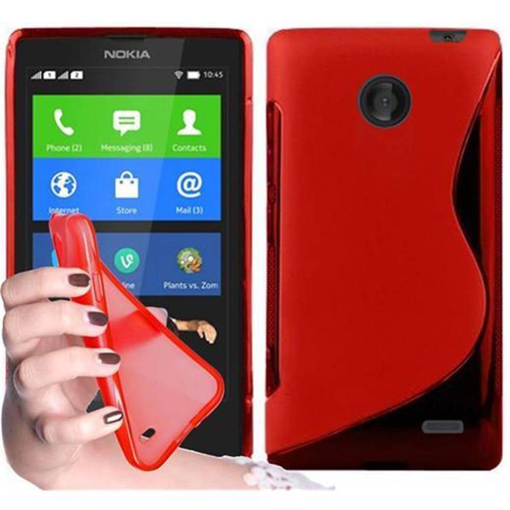 Cadorabo Schutzhülle für Nokia X Hülle in Rot Handyhülle Case TPU Silikon Etui