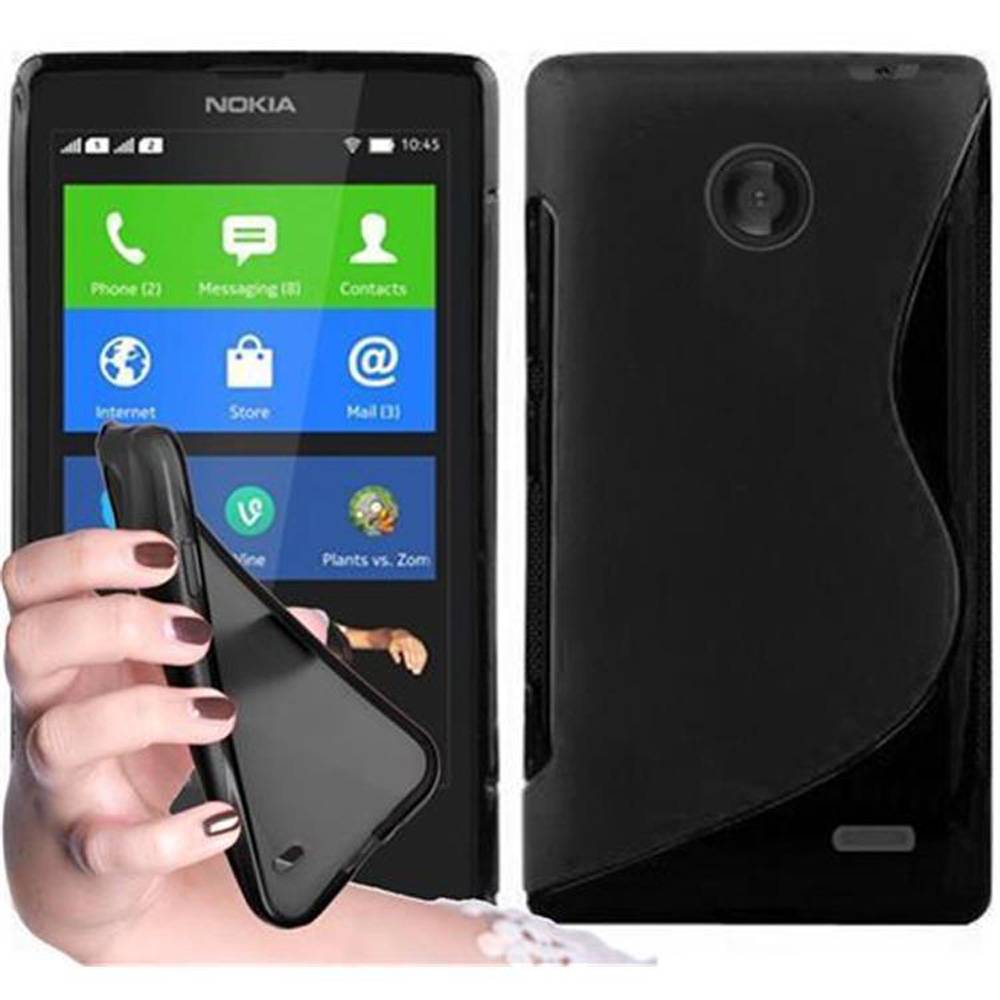 Cadorabo Schutzhülle für Nokia X Hülle in Schwarz Handyhülle Case TPU Silikon Etui
