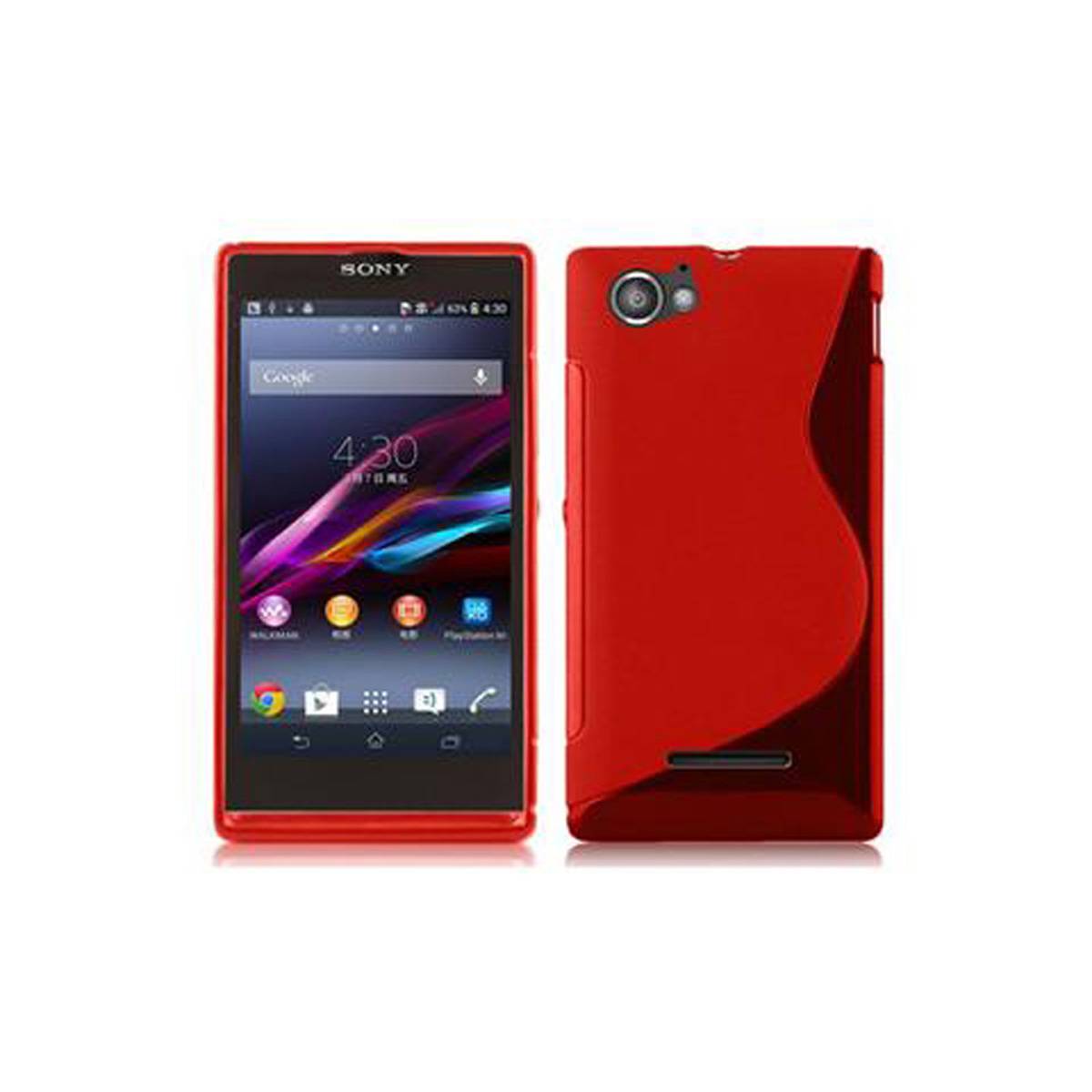 Cadorabo Schutzhülle für Sony Xperia M Hülle in Rot Handyhülle Case TPU Silikon Etui