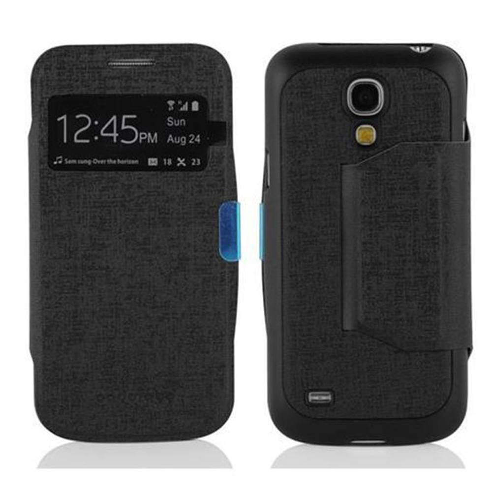 Cadorabo Hülle für Samsung Galaxy S4 MINI Schutzhülle in Schwarz Etui Handyhülle Cover Tasche Standfunktion