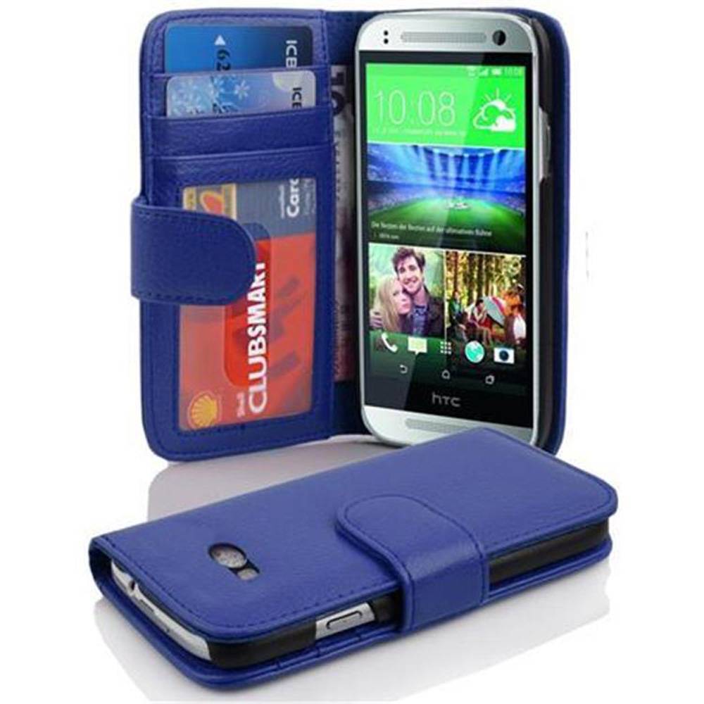 Cadorabo Hülle für HTC ONE M8 MINI in Blau Backcover Handy Schutz Hülle Book Case Booklet Kartenfächer