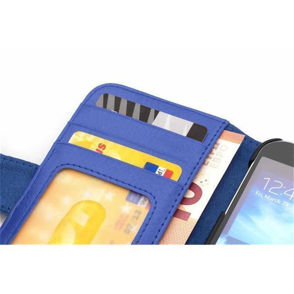 Cadorabo Hülle für HTC ONE M8 MINI in Blau Backcover Handy Schutz Hülle Book Case Booklet Kartenfächer