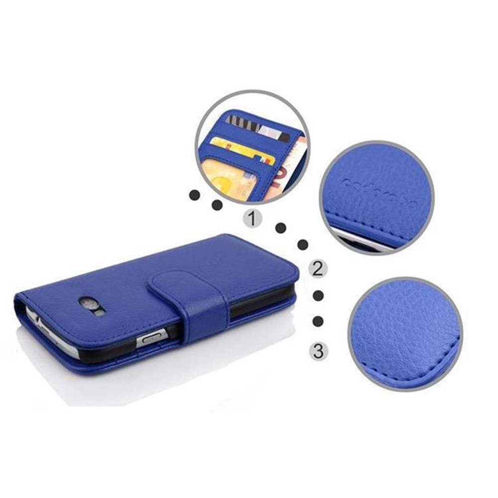 Cadorabo Hülle für HTC ONE M8 MINI in Blau Backcover Handy Schutz Hülle Book Case Booklet Kartenfächer