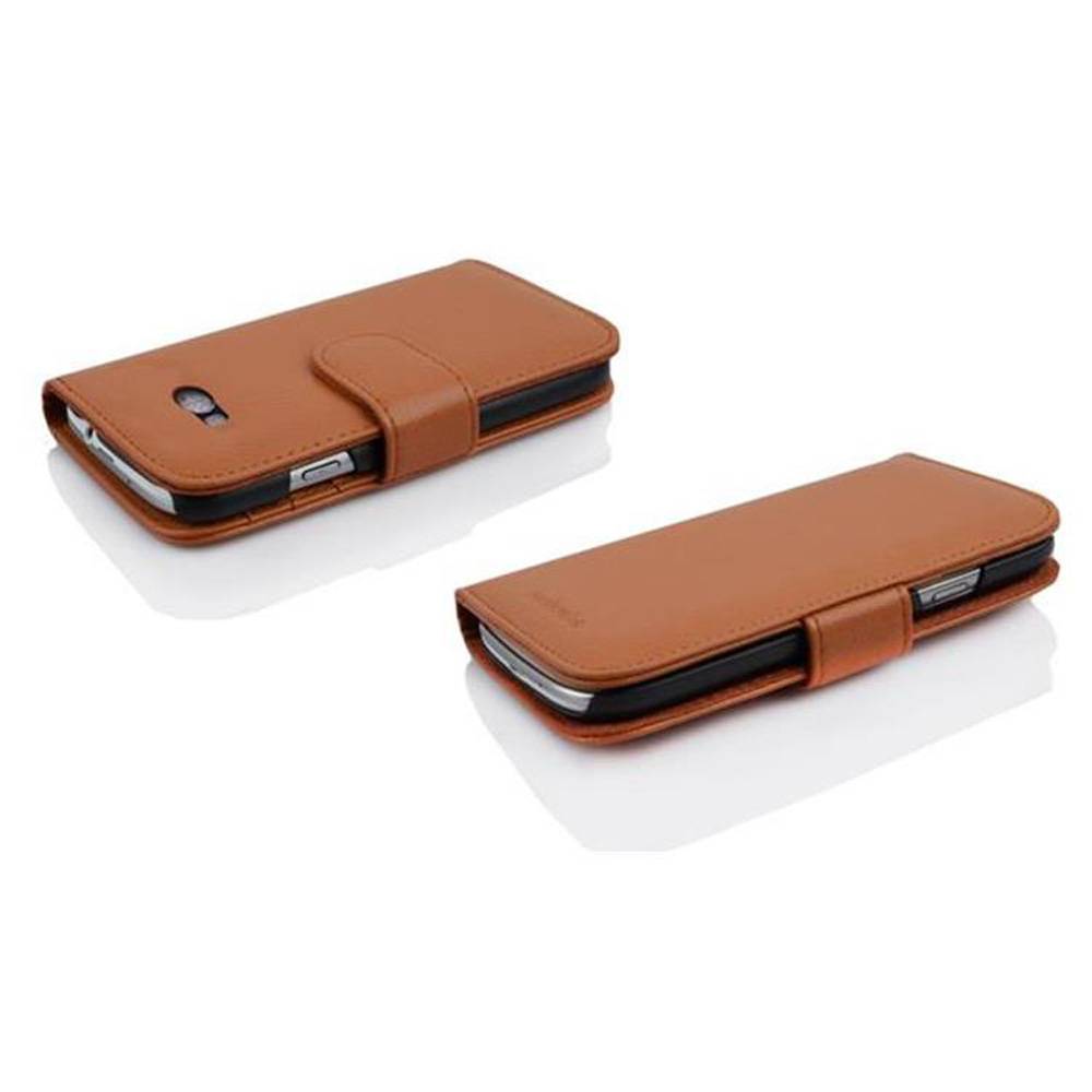 Cadorabo Hülle für HTC ONE M8 MINI in Braun Backcover Handy Schutz Hülle Book Case Booklet Kartenfächer