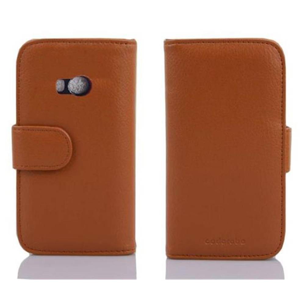 Cadorabo Hülle für HTC ONE M8 MINI in Braun Backcover Handy Schutz Hülle Book Case Booklet Kartenfächer