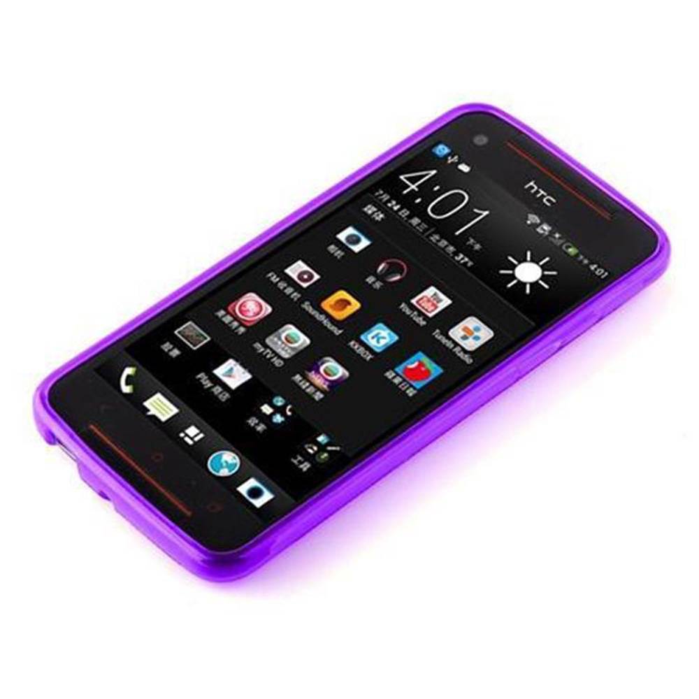 Cadorabo Handyhülle für HTC BUTTERFLY S in Lila Hülle Schutzhülle TPU Silikon Backcover Case
