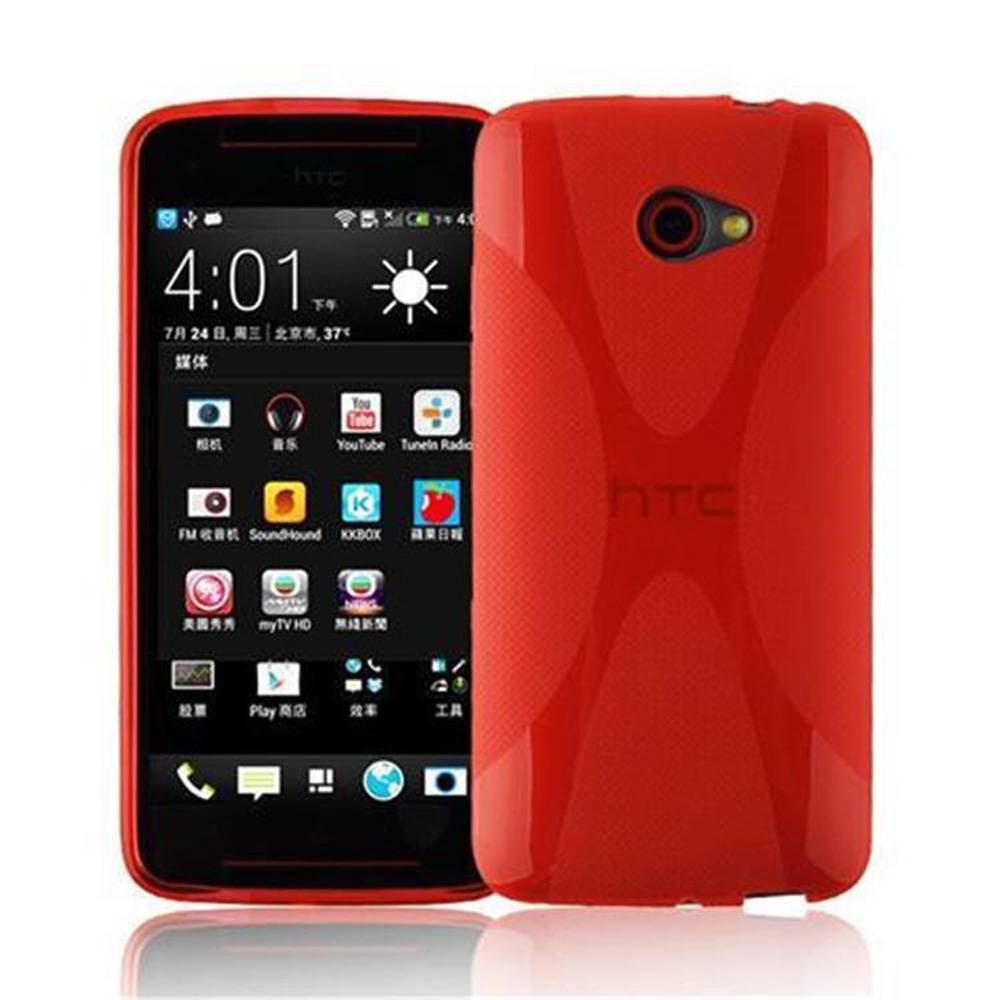 Cadorabo Handyhülle für HTC BUTTERFLY S in Rot Hülle Schutzhülle TPU Silikon Backcover Case