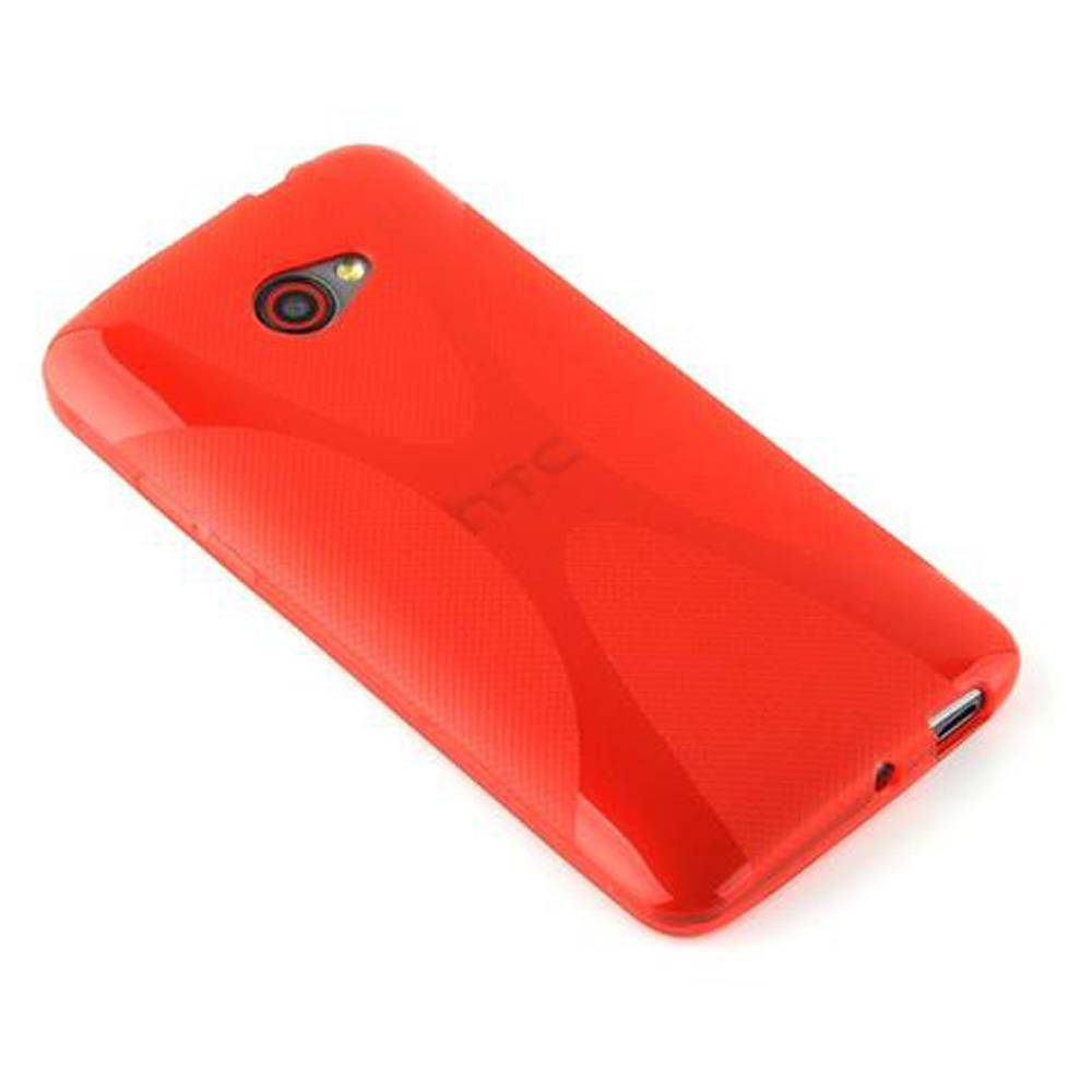 Cadorabo Handyhülle für HTC BUTTERFLY S in Rot Hülle Schutzhülle TPU Silikon Backcover Case