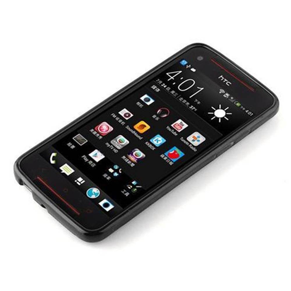Cadorabo Handyhülle für HTC BUTTERFLY S in Schwarz Hülle Schutzhülle TPU Silikon Backcover Case