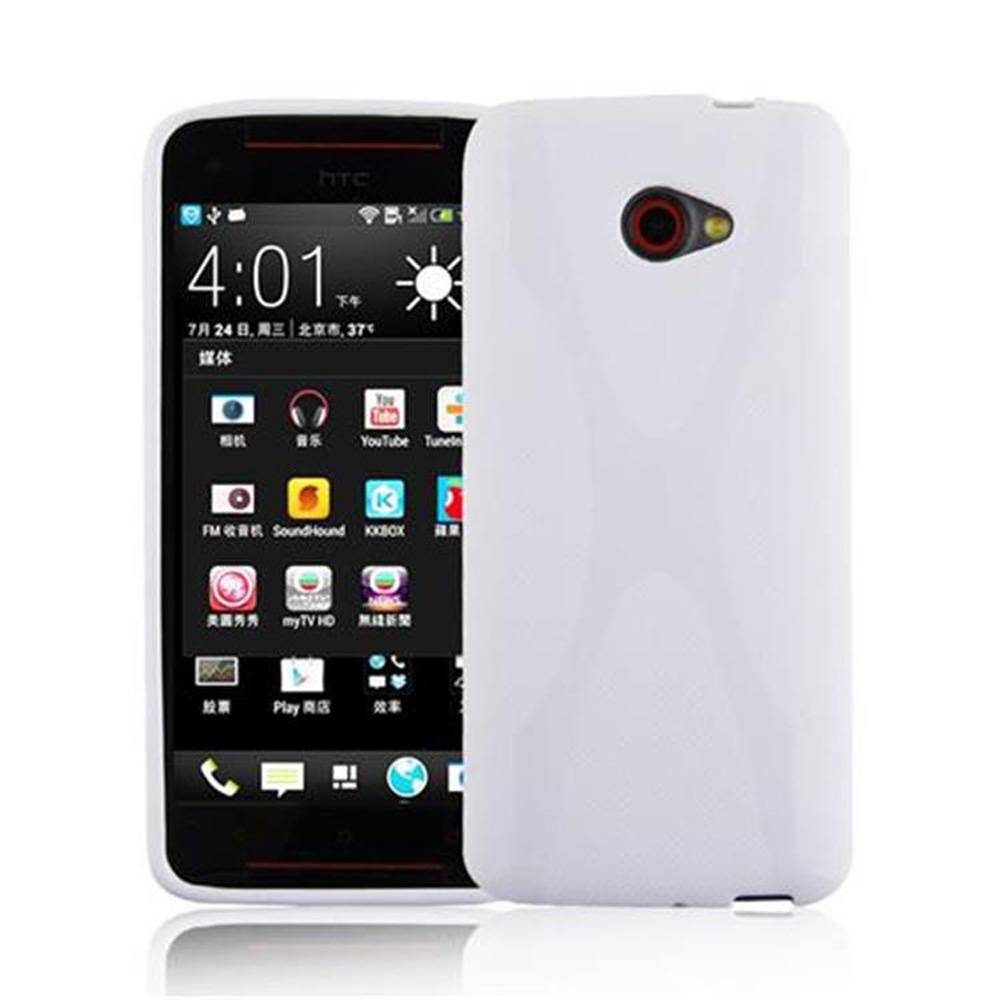 Cadorabo Handyhülle für HTC BUTTERFLY S in Weiß Hülle Schutzhülle TPU Silikon Backcover Case