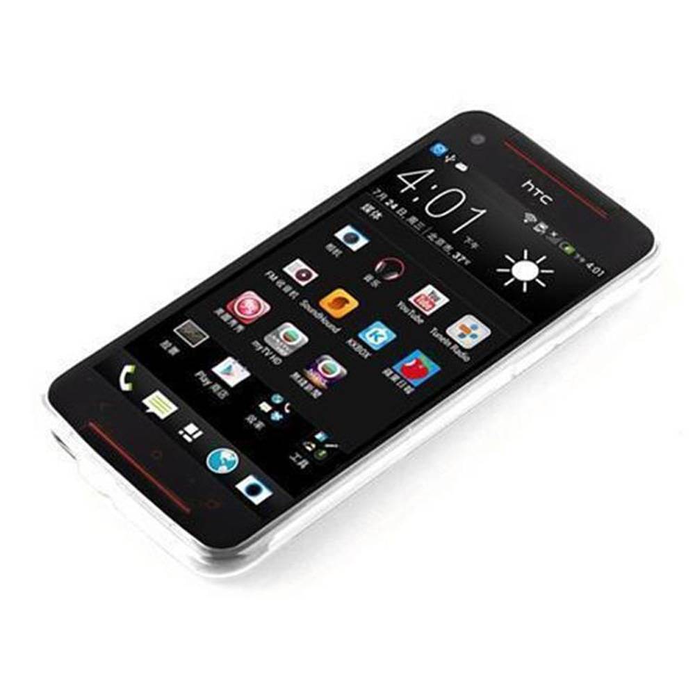Cadorabo Handyhülle für HTC BUTTERFLY S in Weiß Hülle Schutzhülle TPU Silikon Backcover Case