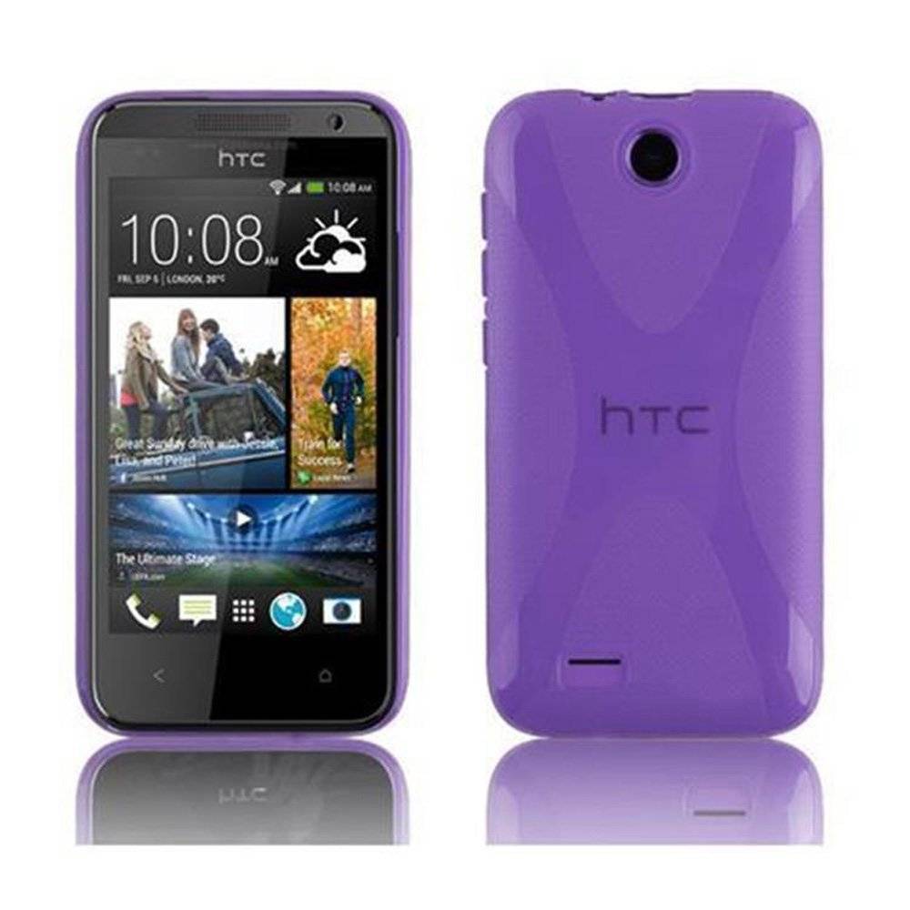 Cadorabo Hülle für HTC Desire 300  Hülle in FLIEDER VIOLETT - Handyhülle im X-Line TPU Silikon - Silikonhülle Schutzhülle Ultra Slim Soft Back C