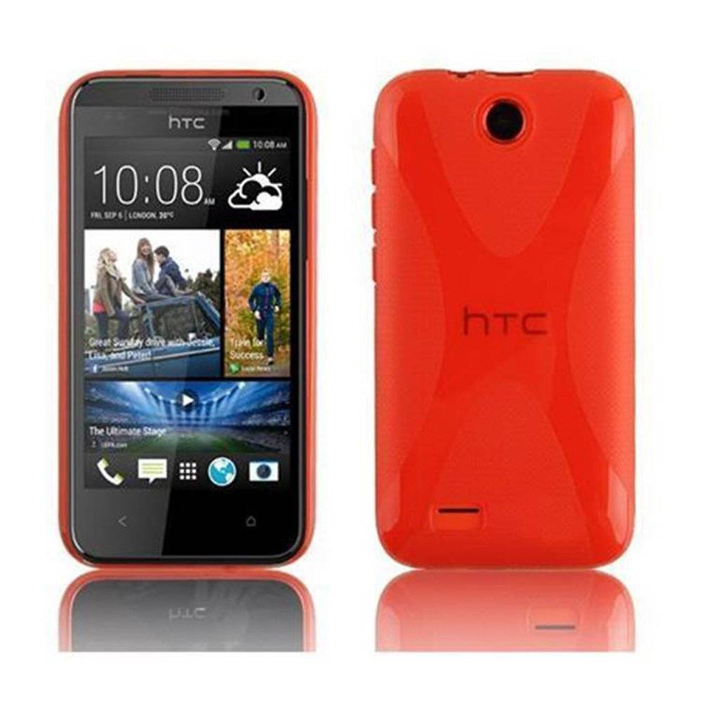 Cadorabo Hülle für HTC Desire 300  Hülle in INFERNO ROT - Handyhülle im X-Line TPU Silikon - Silikonhülle Schutzhülle Ultra Slim Soft Back Cover