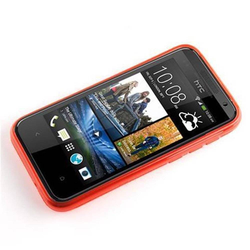 Cadorabo Hülle für HTC Desire 300  Hülle in INFERNO ROT - Handyhülle im X-Line TPU Silikon - Silikonhülle Schutzhülle Ultra Slim Soft Back Cover