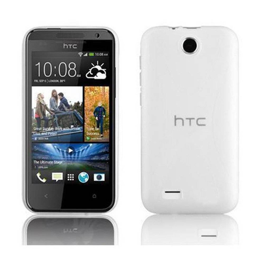Cadorabo Hülle für HTC Desire 300  Hülle in MAGNESIUM WEIß - Handyhülle im X-Line TPU Silikon - Silikonhülle Schutzhülle Ultra Slim Soft Back C