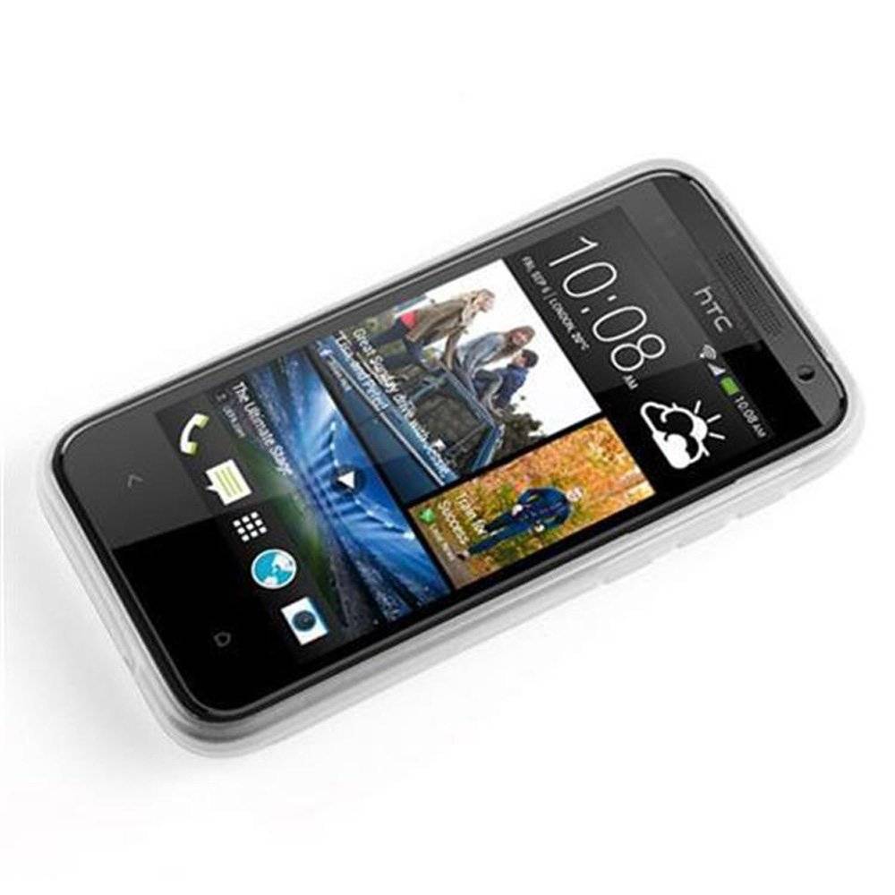Cadorabo Hülle für HTC Desire 300  Hülle in MAGNESIUM WEIß - Handyhülle im X-Line TPU Silikon - Silikonhülle Schutzhülle Ultra Slim Soft Back C