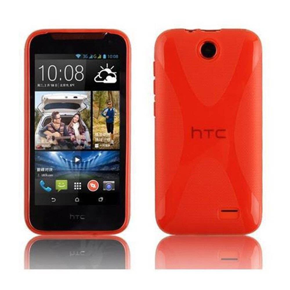 Cadorabo Hülle für HTC Desire 310 Hülle in INFERNO ROT - Handyhülle im X-Line TPU Silikon - Silikonhülle Schutzhülle Ultra Slim Soft Back Cover