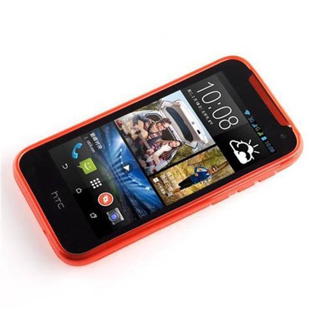 Cadorabo Hülle für HTC Desire 310 Hülle in INFERNO ROT - Handyhülle im X-Line TPU Silikon - Silikonhülle Schutzhülle Ultra Slim Soft Back Cover