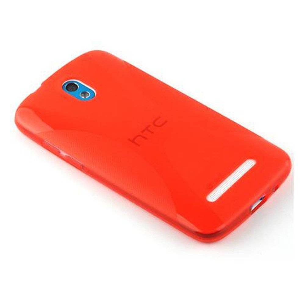 Cadorabo Hülle für HTC Desire 500 Hülle in INFERNO ROT - Handyhülle im X-Line TPU Silikon - Silikonhülle Schutzhülle Ultra Slim Soft Back Cover
