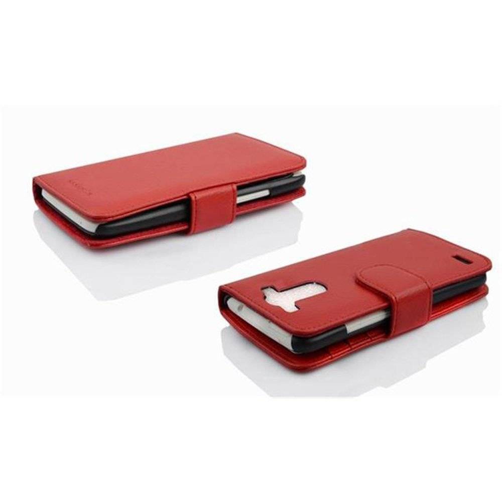 Cadorabo Handy Hülle für LG G3 Hülle in INFERNO ROT , Schutzhülle Tasche case cover mit 3 Kartenfächern Magnetverschluss