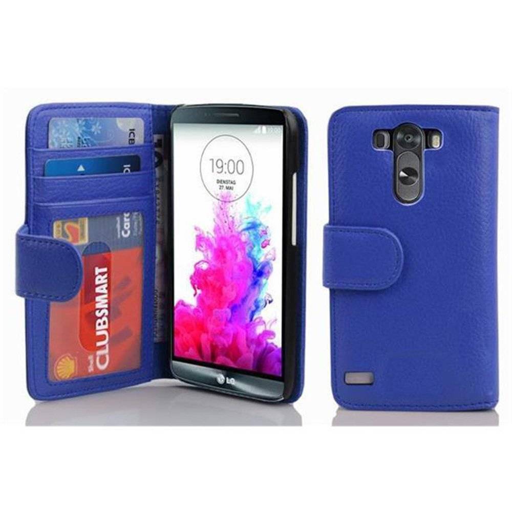 Cadorabo Handy Hülle für LG G3 Hülle in NEPTUN BLAU , Schutzhülle Tasche case cover mit 3 Kartenfächern Magnetverschluss