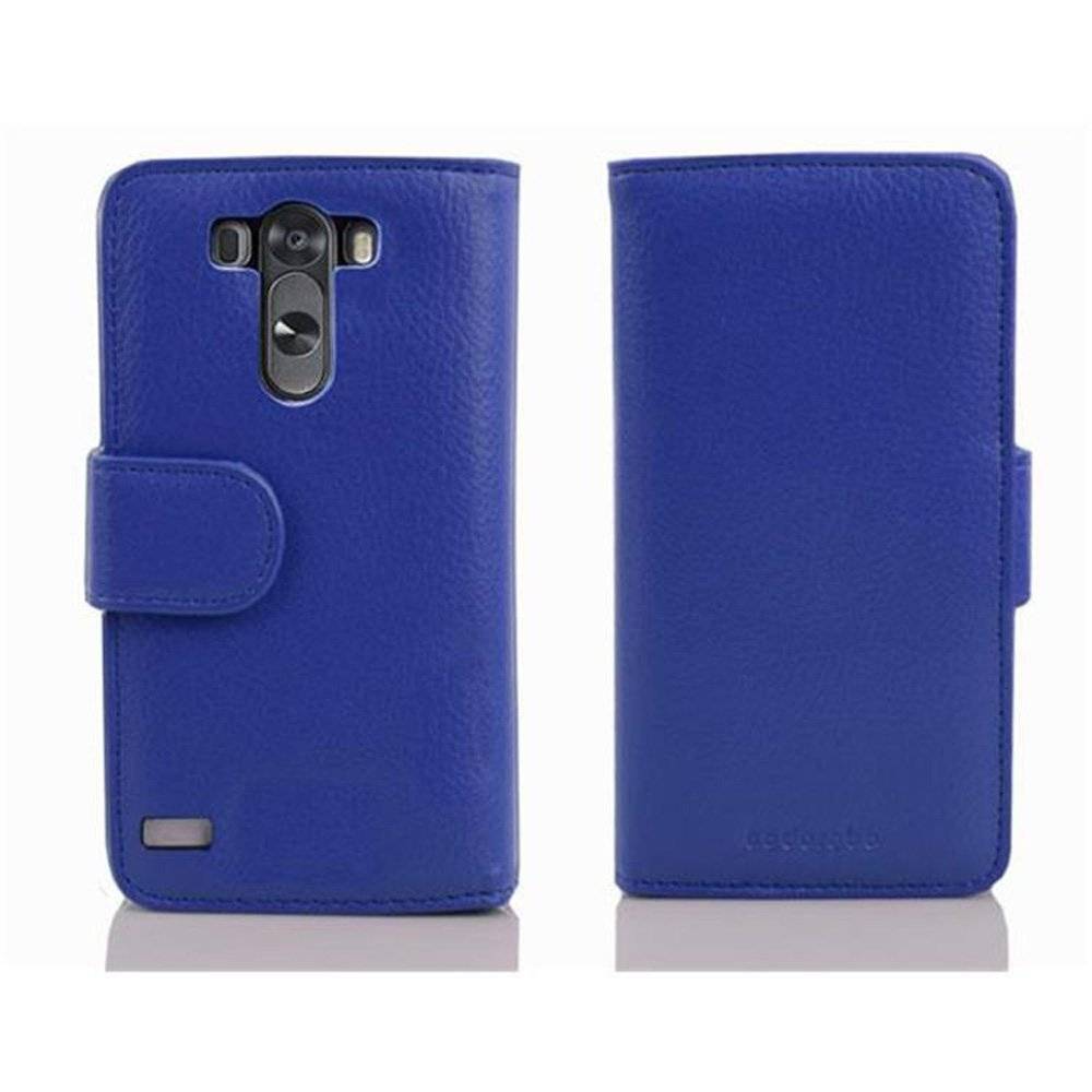 Cadorabo Handy Hülle für LG G3 Hülle in NEPTUN BLAU , Schutzhülle Tasche case cover mit 3 Kartenfächern Magnetverschluss