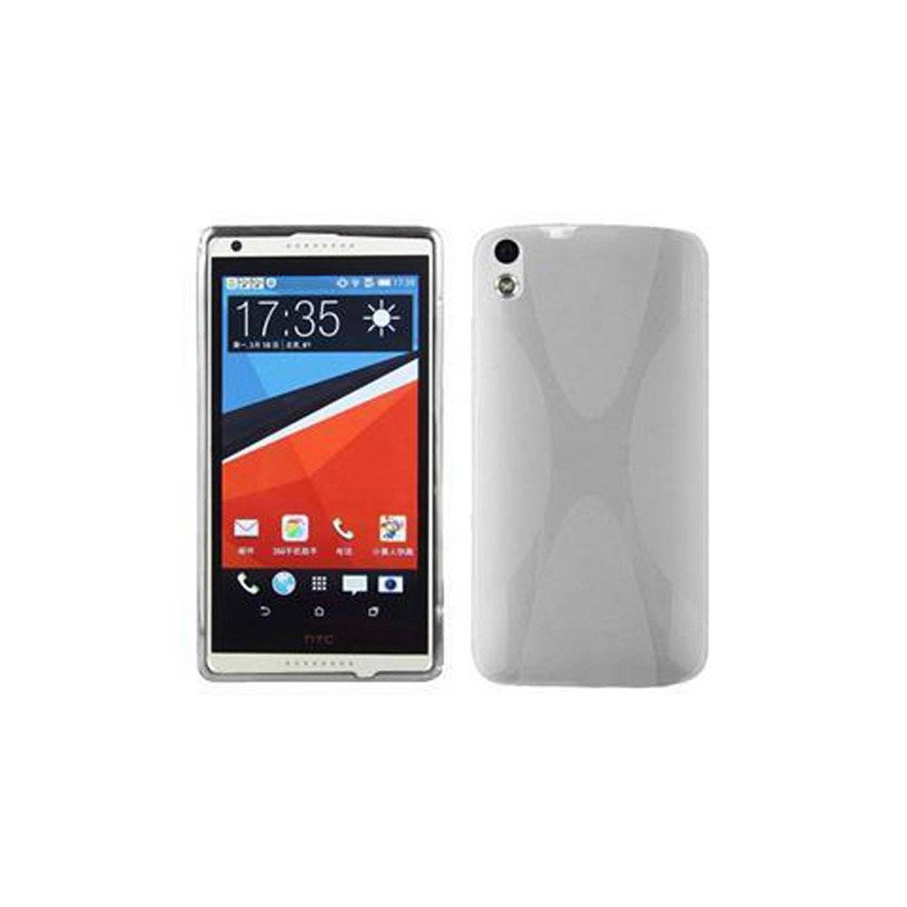 Cadorabo Hülle für HTC Desire 816 Hülle in HALB TRANSPARENT - Handyhülle im X-Line TPU Silikon - Silikonhülle Schutzhülle Ultra Slim Soft Back C