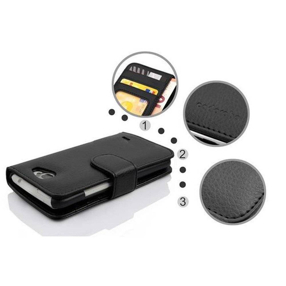 Cadorabo Handy Hülle für LG L90 Hülle in OXID SCHWARZ , Schutzhülle Tasche case cover mit 3 Kartenfächern Magnetverschluss