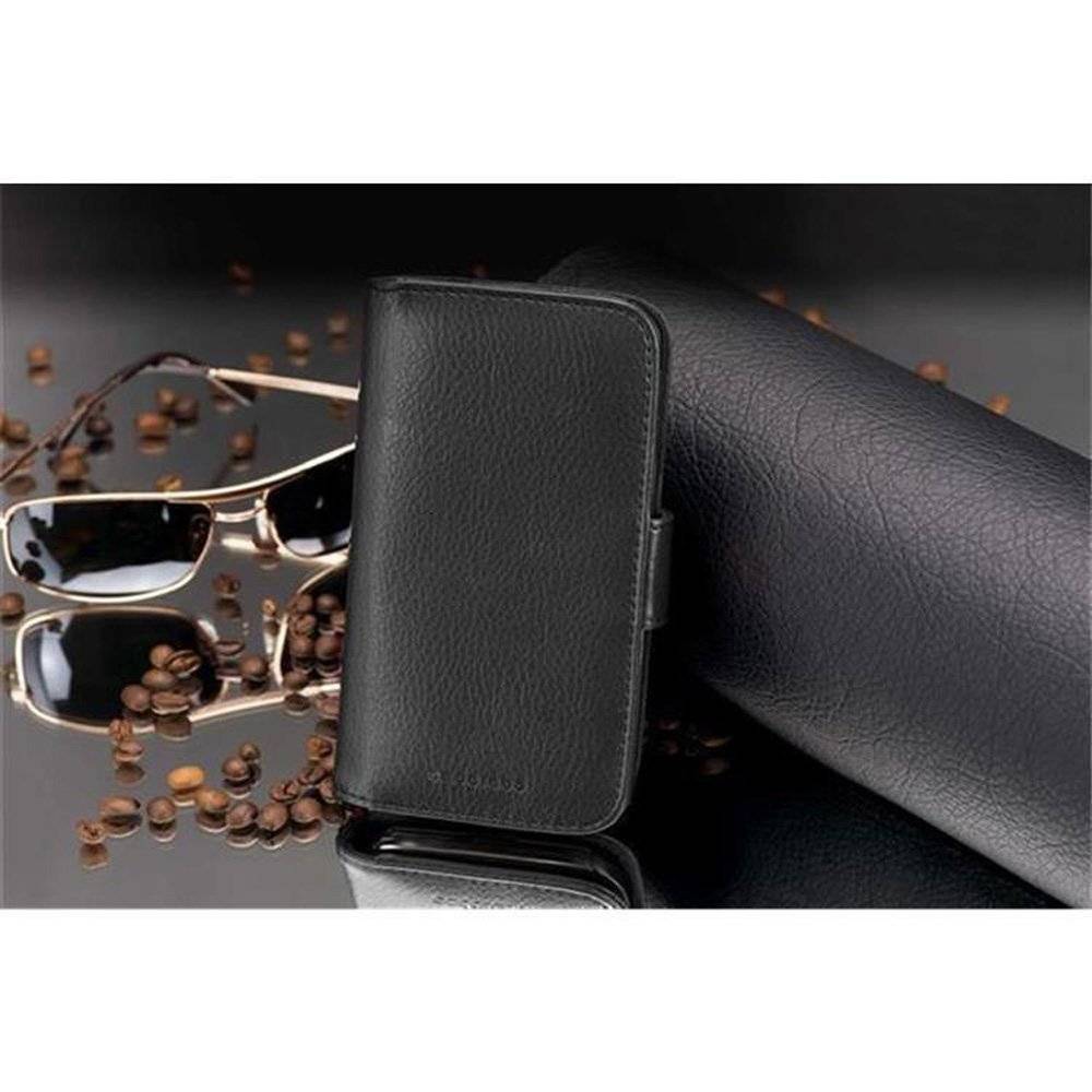 Cadorabo Handy Hülle für LG L90 Hülle in OXID SCHWARZ , Schutzhülle Tasche case cover mit 3 Kartenfächern Magnetverschluss