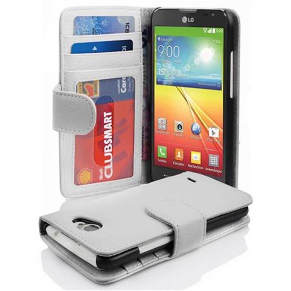 Cadorabo Hülle für LG L90 (1. SIM) in Weiß Backcover Handy Schutz Hülle Book Case Booklet Kartenfächer